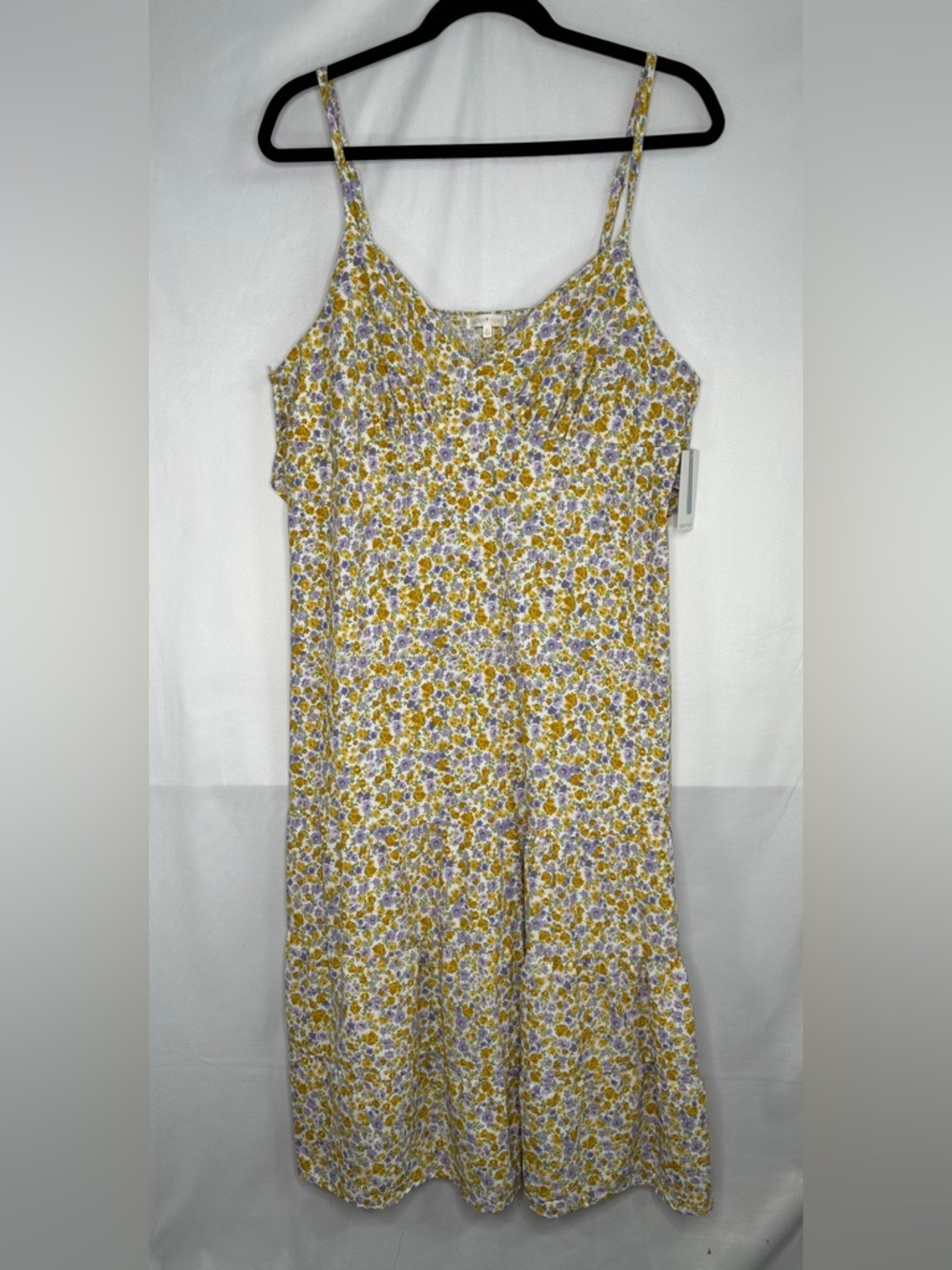 Ultra Flirt NWT‎ Yellow Floral Midi Dress Boho Chic Sun Dress Smocked Sz 3X